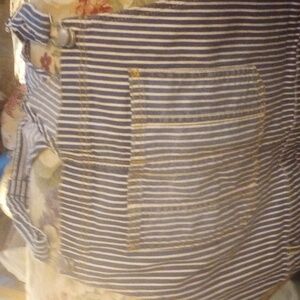 19 jr. blue white stripe bibb Shortall Shorts